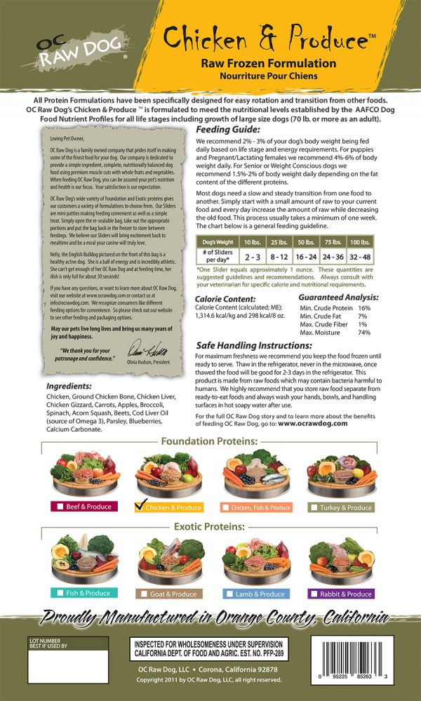 OC Raw Frozen Chicken/Produce Patty 6#