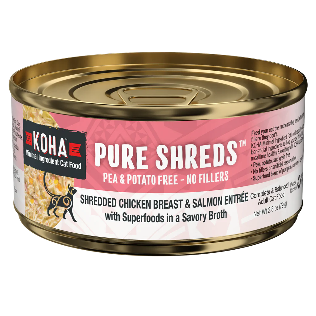 Koha Cat Can Pure Shreds Chicken & Salmon 1.2.8 oz