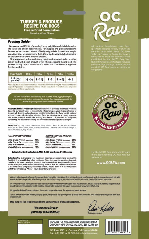 OC Raw Freeze Dried Rox Turkey 20 oz