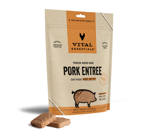 Vital Essentials Freeze Dried Pork Mini Patty Cat 3.75 oz.
