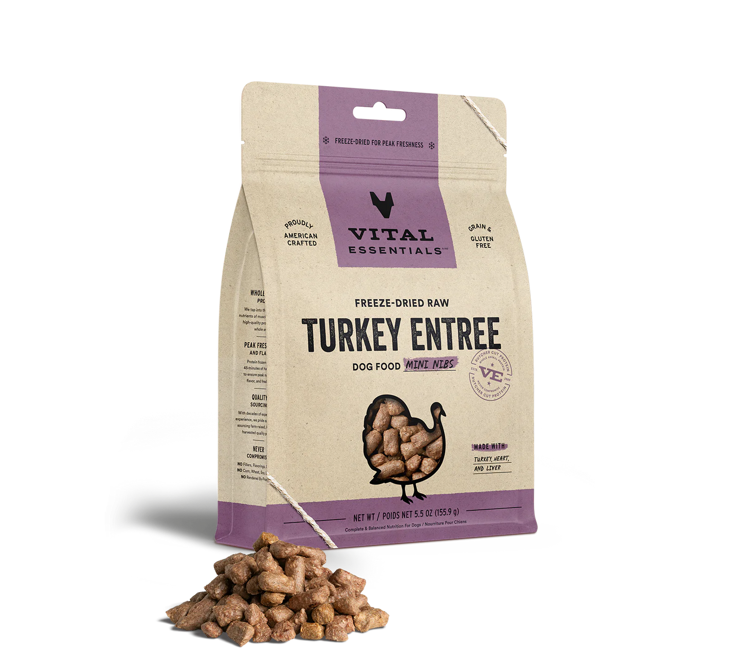 Vital Essentials Dog Food FD Turkey Mini Nibs 25 oz