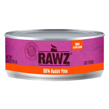 Rawz Cat Can GF 96% Rabbit Pate' 5.5 oz