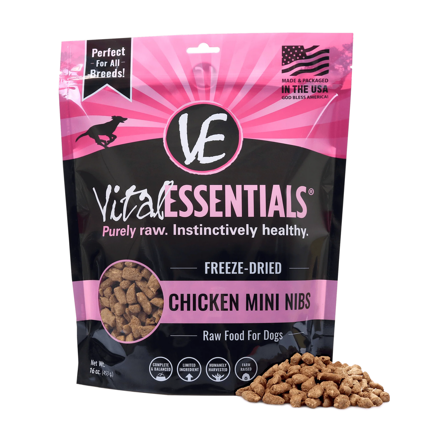Vital Essentials Dog Food FD Chicken Mini Nibs 16 oz