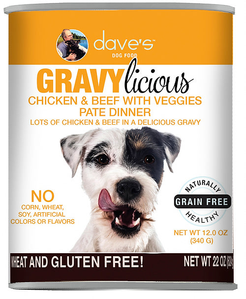 Dave's Dog Can Gravylicious Chicken & Beef 12 oz
