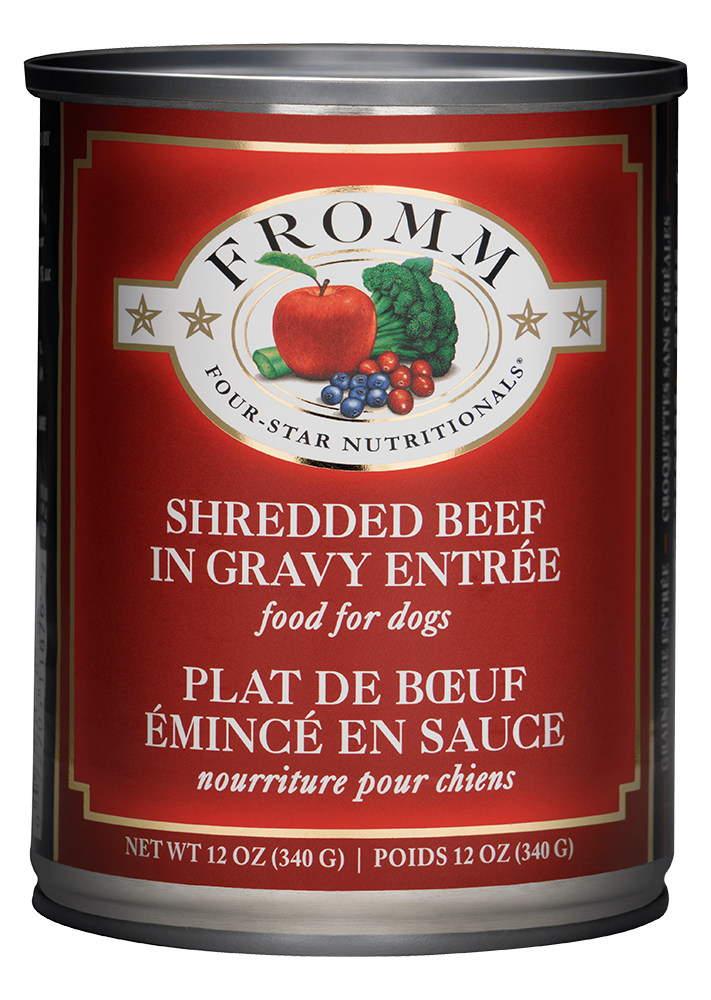 Fromm 4 Star Dog Can GF Shredded Beef in Gravy Entree' 12 oz