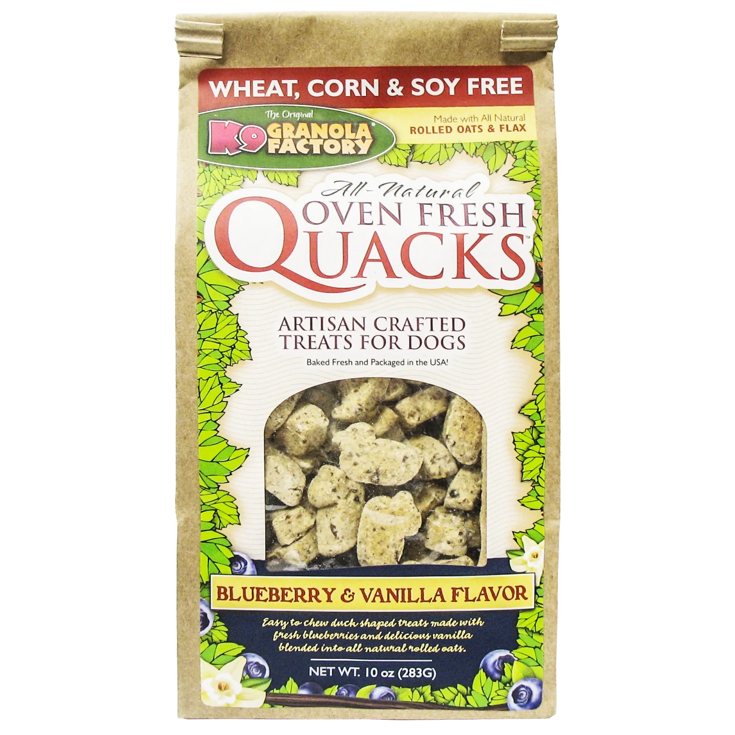 K9 Granola Treats Quacks Oven Fresh Blueberry Vanilla 8 oz