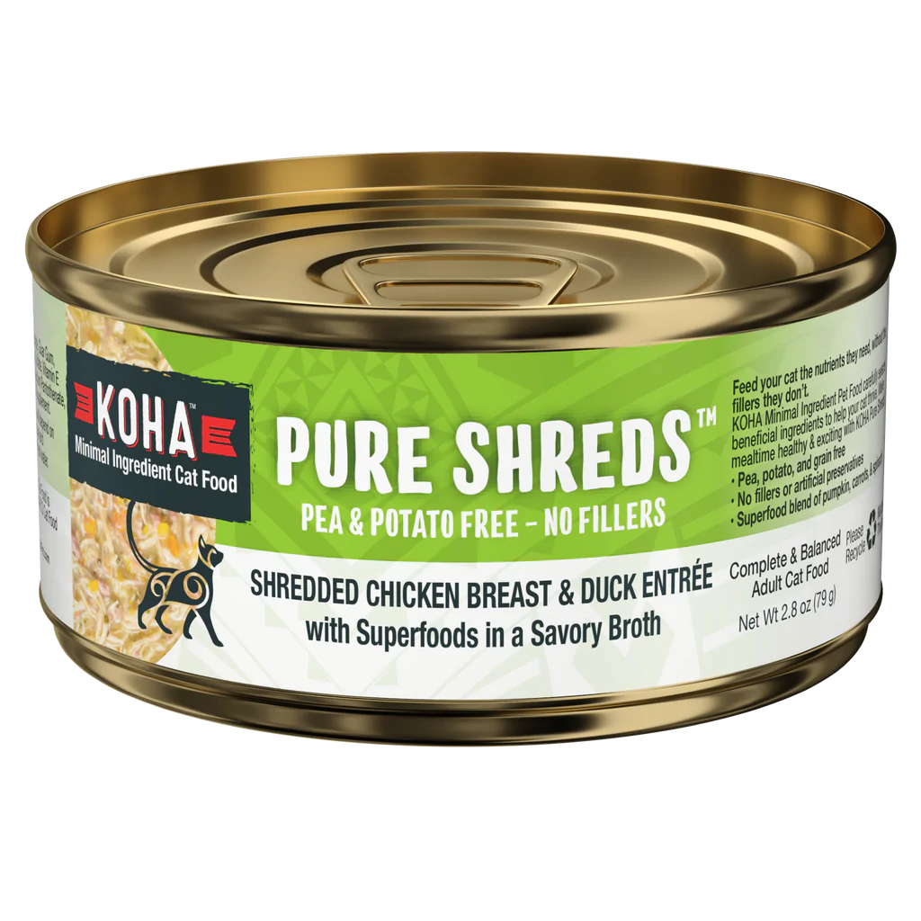 Koha Cat Can Pure Shreds Chicken & Duck 2.8 oz