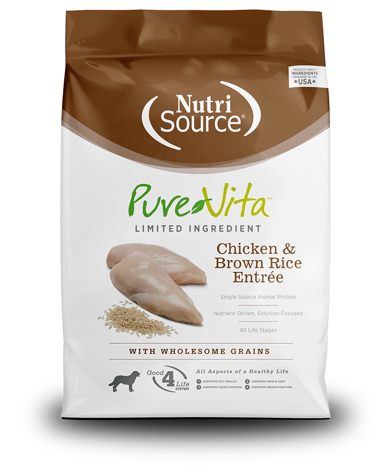 Pure Vita Dog Dry Chicken & Brown Rice 15#