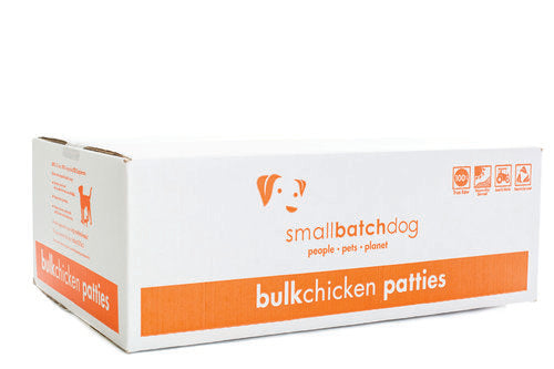 Small Batch Frozen Chicken Patty Dog Bulk 18#