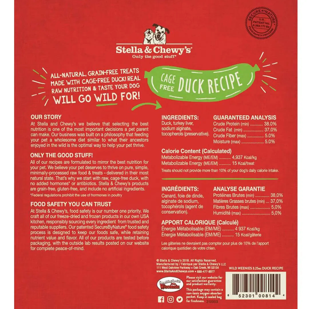 Stella & Chewy's Dog Treat FD Wild Weenies Duck 3.25 oz