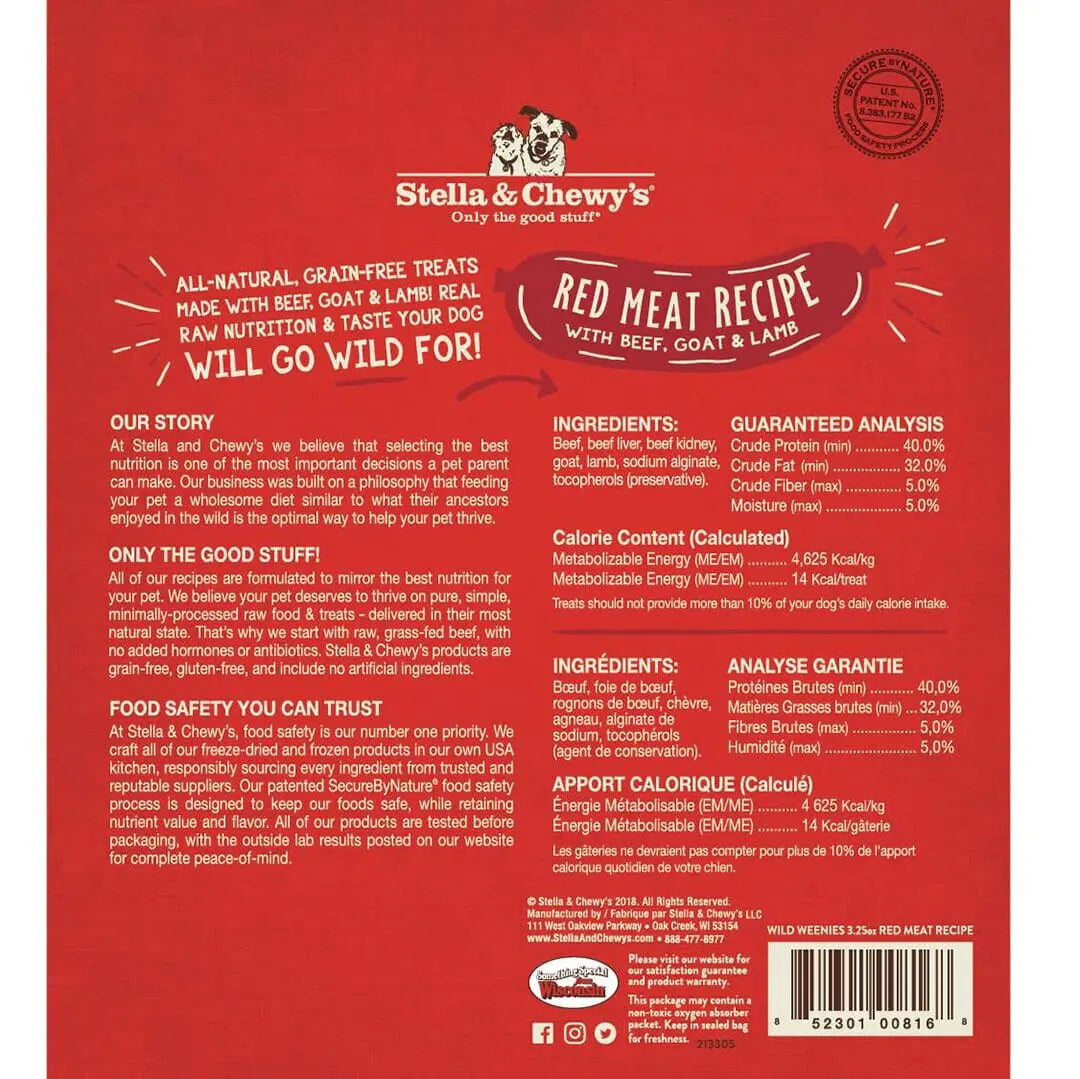 Stella & Chewy's Dog Treat FD Wild Weenies Red Meat 3.25 oz