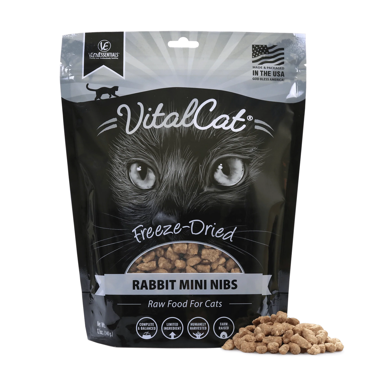 Vital Essentials Cat FD Rabbit Mini Nibs 12 oz
