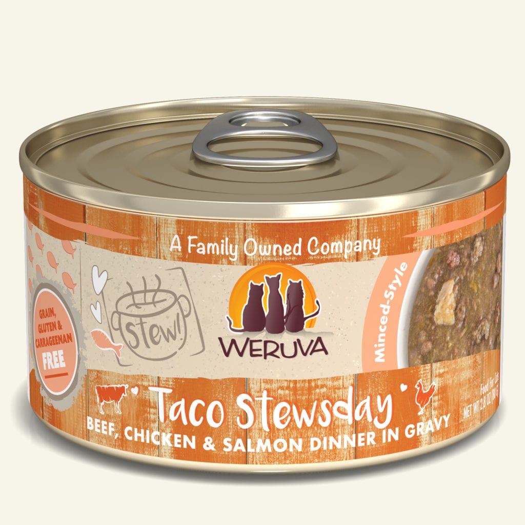 Weruva Cat Stew Can GF Beef, Chicken & Salmon - Taco Stewsday 5.5 oz