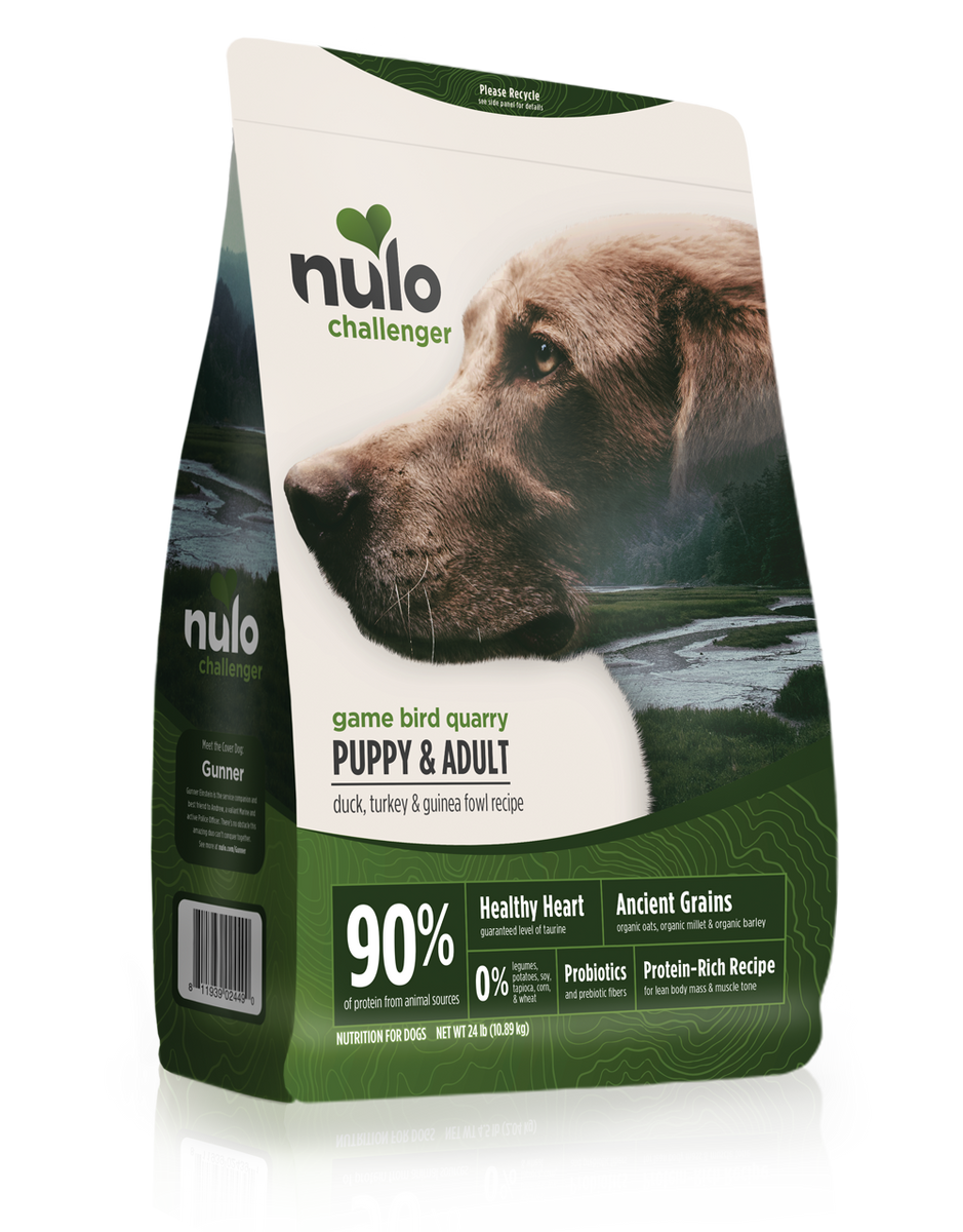 CHALLENGER Nulo™ Challenger™ High-Protein Kibble Game Bird Quarry Duck, Turkey & Guinea Fowl Dog Food 24lbs