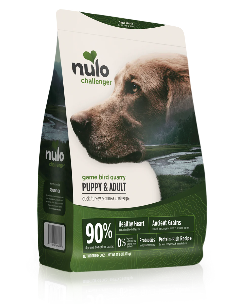 CHALLENGER Nulo™ Challenger™ High-Protein Kibble Game Bird Quarry Duck, Turkey & Guinea Fowl Dog Food 4.5lbs