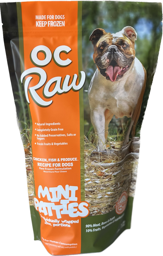OC Raw Frozen Chicken, Fish & Produce Mini Patty 4#