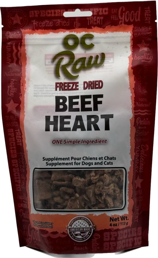 OC Raw Beef HEARTS ~ 4 OZ FREEZE DRIED