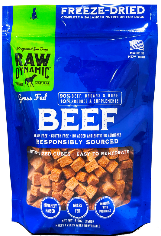 Raw Dynamic Freeze Dried Beef Dog 5.5 z