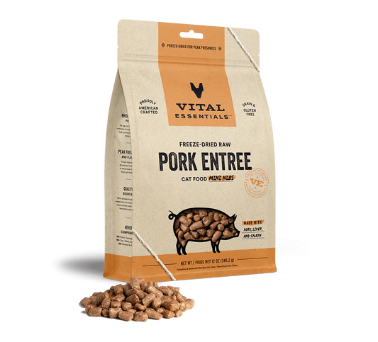 Vital Essentials Freeze Dried Pork Mini Nibs Cat 8 oz.