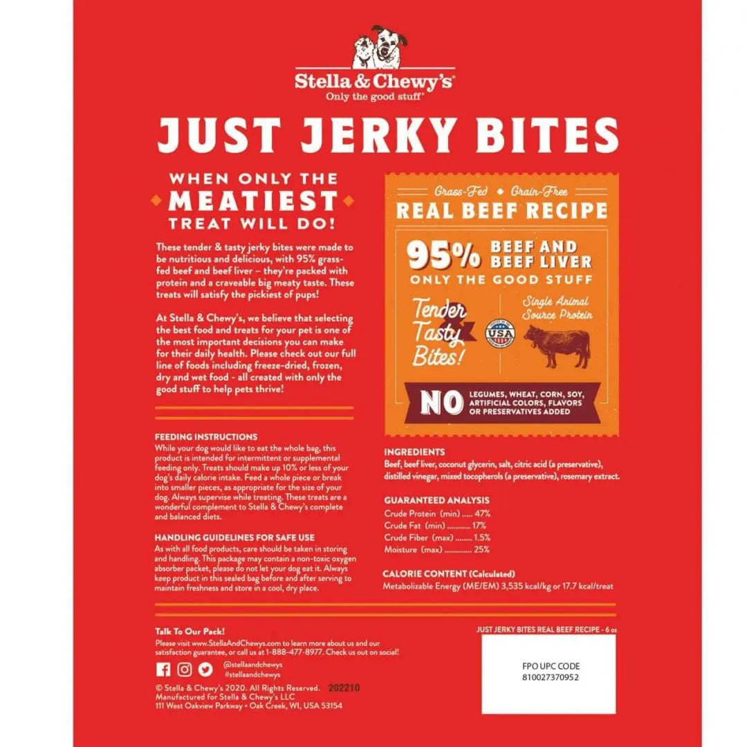 Stella & Chewy's Dog Treat Jerky Bites Beef 6 oz