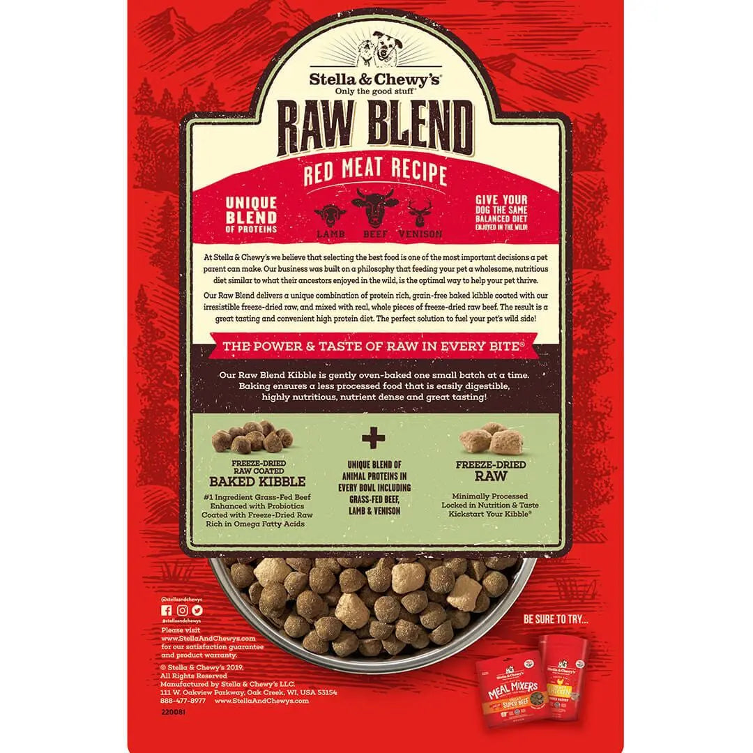 Stella & Chewy's Dog Dry Raw Blend GF Red Meat Lamb, Beef & Venison 10#