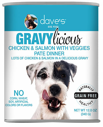 Dave's Dog Can Gravylicious Chicken & Salmon 12 oz