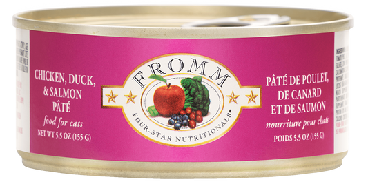 Fromm 4 Star Cat Can GF Pate' Chicken, Duck & Salmon 5.5 oz