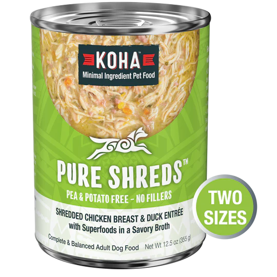 Koha Dog Can Pure Shreds Chicken & Duck 12.5 oz