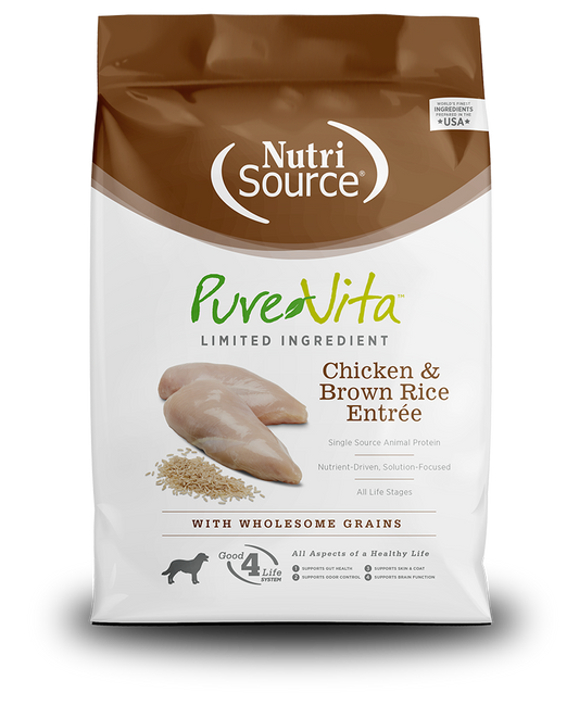 Pure Vita Dog Dry Chicken & Brown Rice 15#
