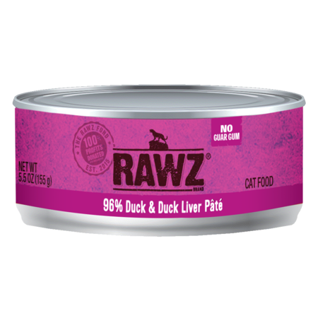 Rawz Cat Can GF 96% Duck & Liver Pate' 5.5 oz