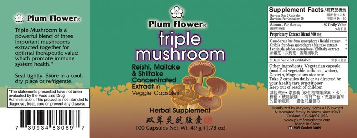 Mayway Triple Mushroom Capsules Reishi, Maitake & Shiitake Capsules