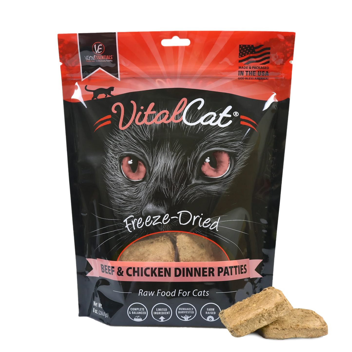 Vital Essentials Cat FD Beef & Chicken Mini Patty 8 oz