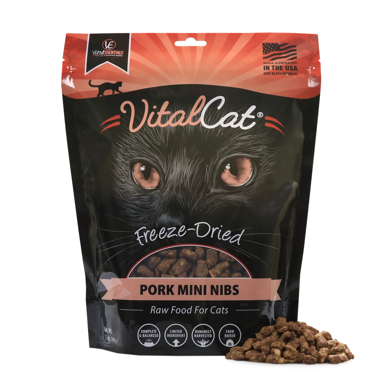 Vital Essentials Cat FD Pork Mini Nibs Entree 12 oz